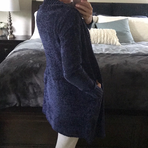 LAST Royal Blue Long super soft chenille cardigan - Picture 4 of 8
